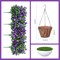 Artificial Flowers with Hanging Basket, Outdoor Faux Plants Silk Morning Glory Vines, Fake Green Arrangement for Garden Patio Spring Summer Decor(4 pcs,Purple)